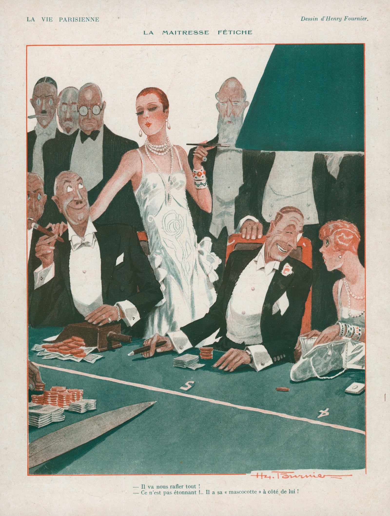 The Gambler's Mistress- La Vie Parisienne - Authentic Vintage Illustration