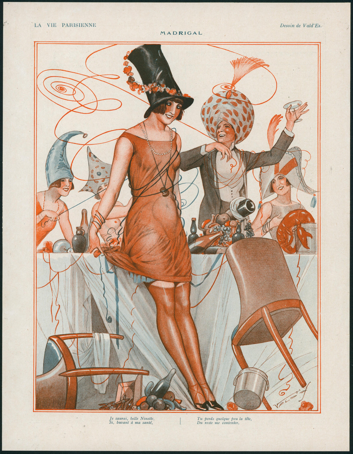 Midnight in Paris- La Vie Parisienne - Authentic Vintage Illustration