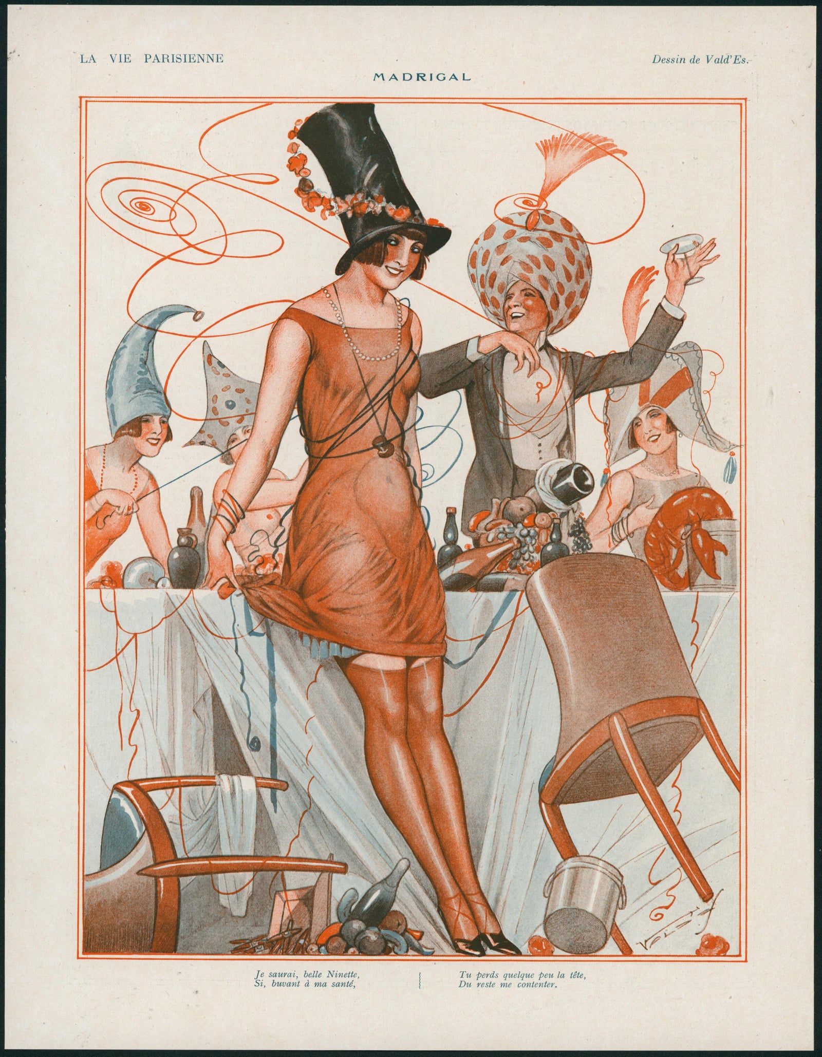 Midnight in Paris- La Vie Parisienne - Authentic Vintage Illustration