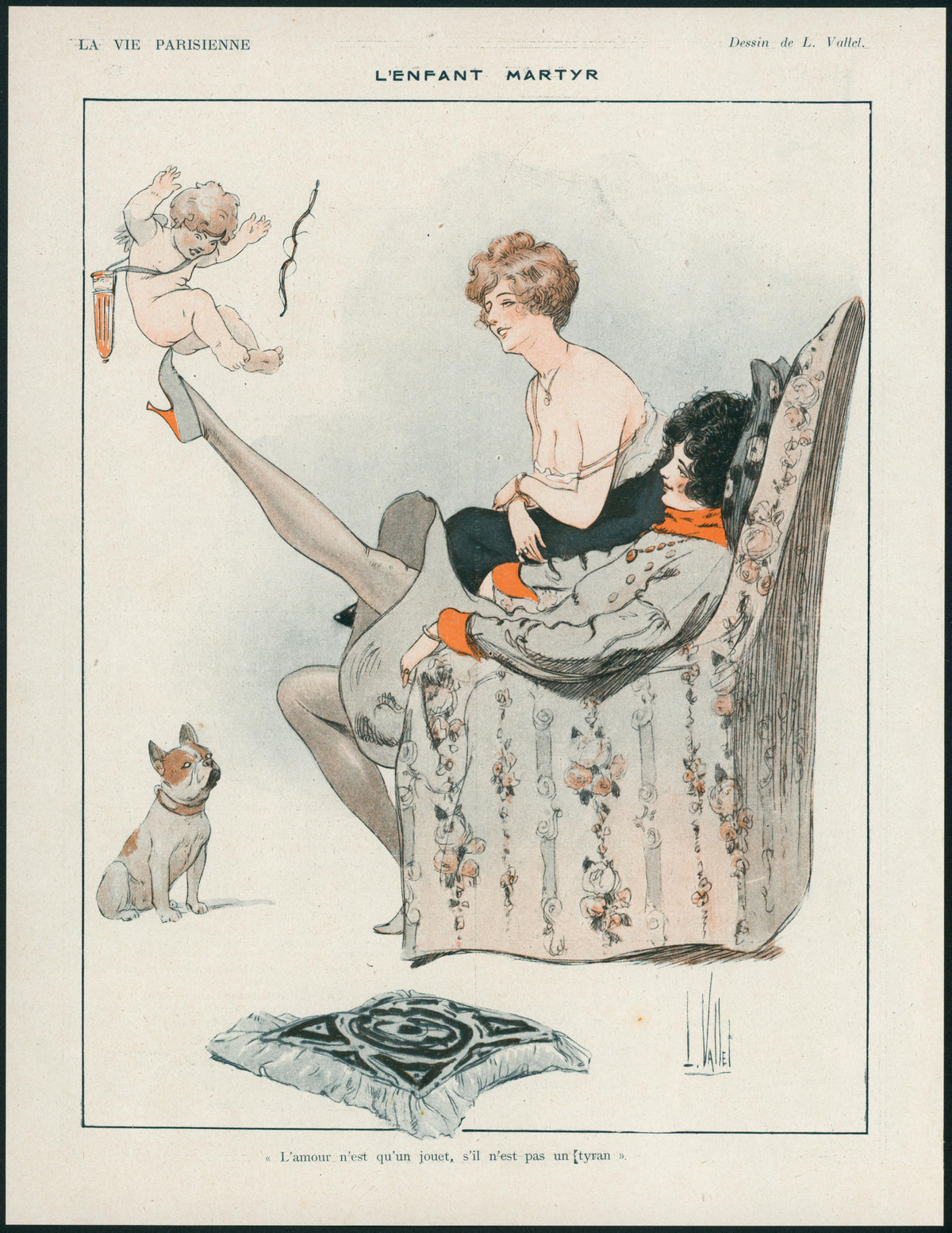 Cupid's Martyr- La Vie Parisienne - Authentic Vintage Illustration