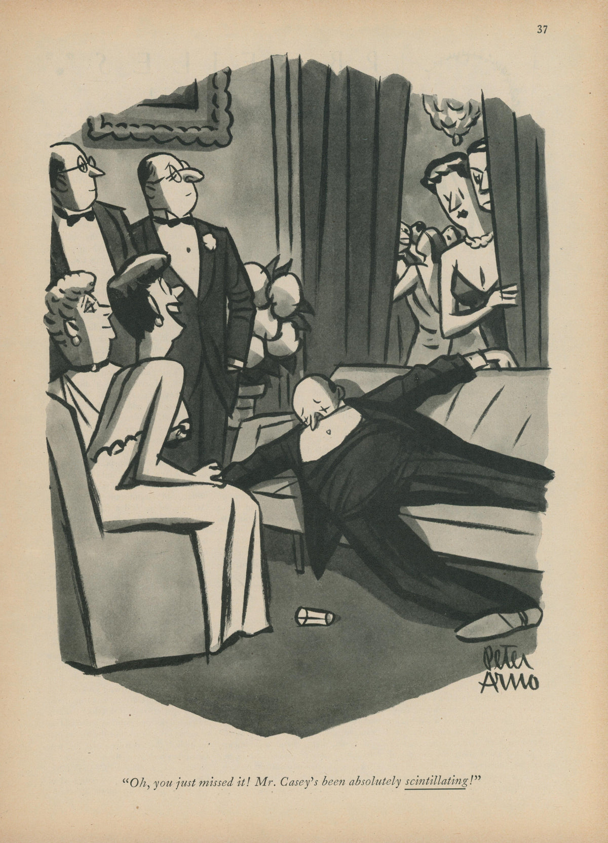 Man Down by Peter Arno - Authentic Vintage Illustration