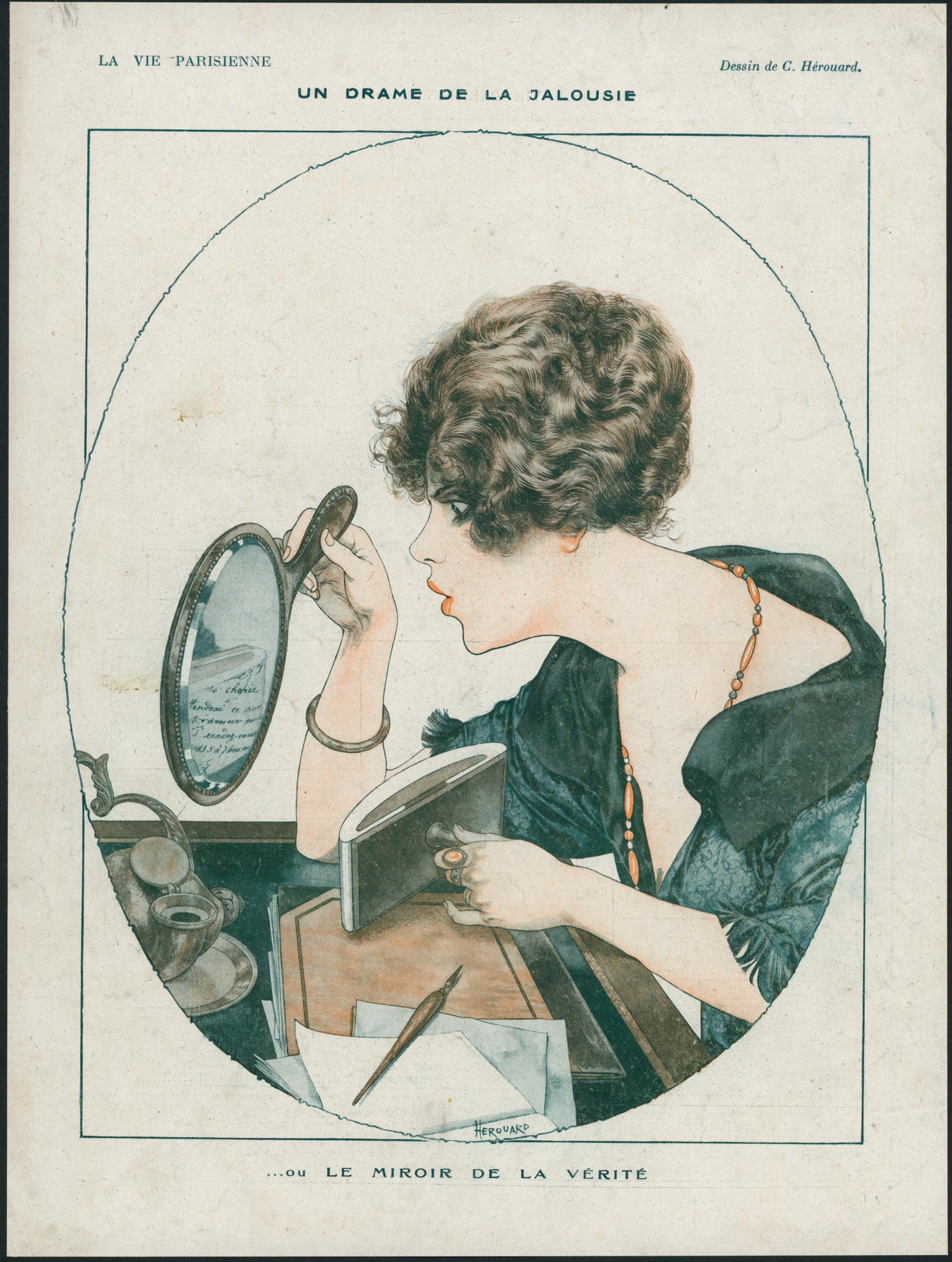 Mirror of Truth- La Vie Parisienne - Authentic Vintage Illustration