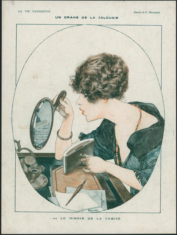 Mirror of Truth- La Vie Parisienne - Authentic Vintage Illustration