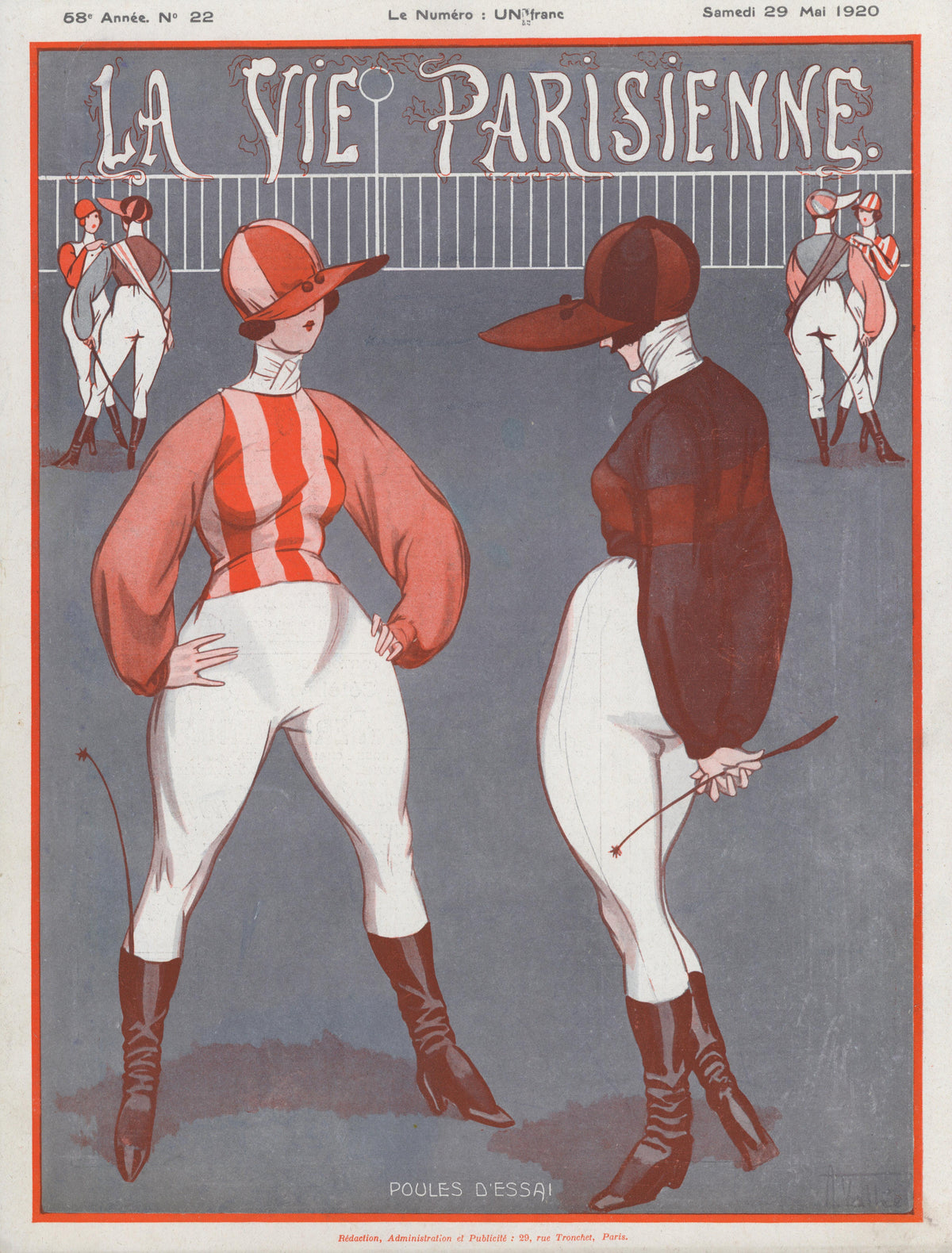 A Parisian Duel- La Vie Parisienne - Authentic Vintage Cover Art