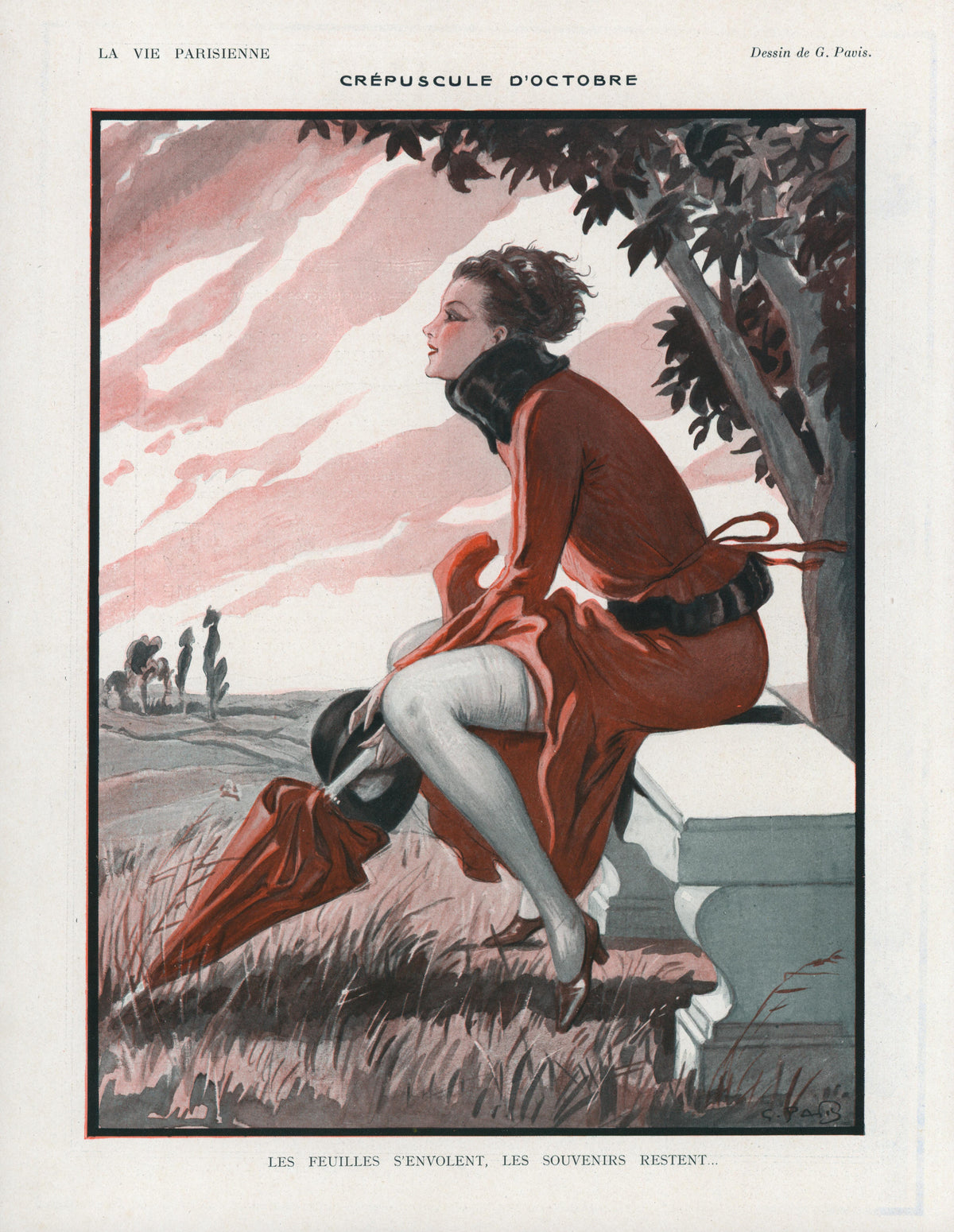 October Twilight- La Vie Parisienne - Authentic Vintage Illustration