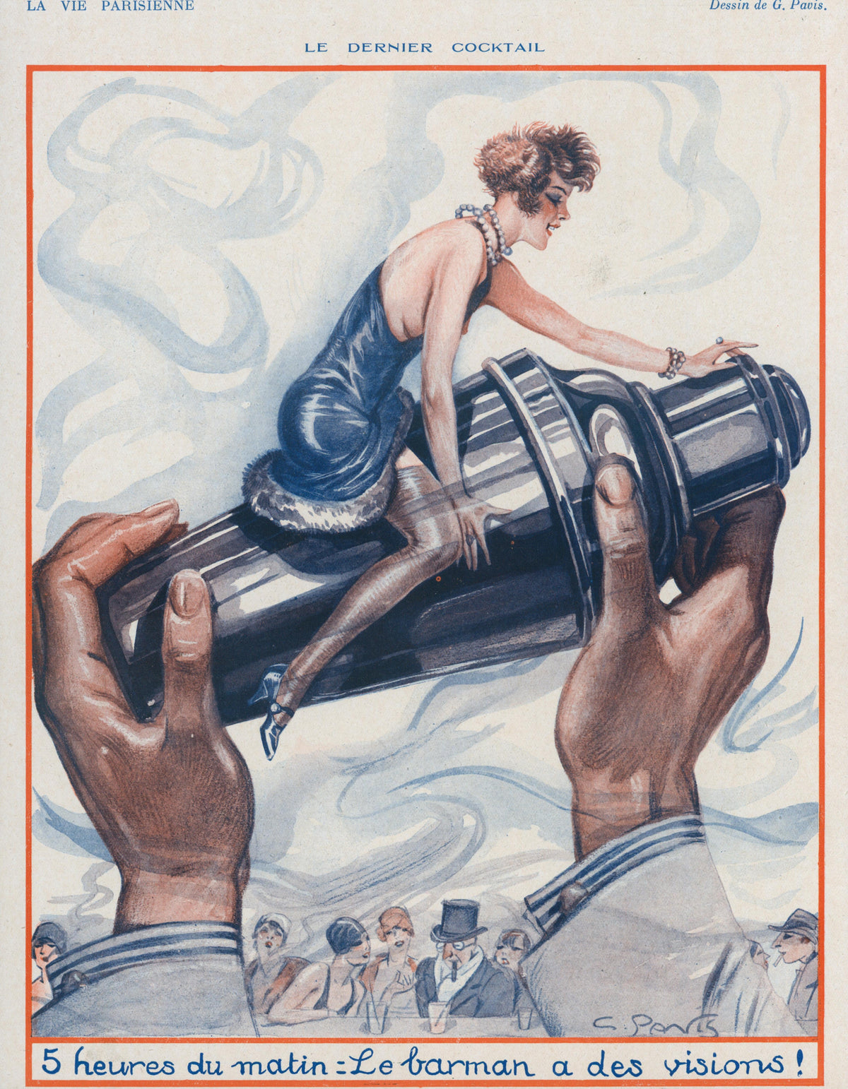 The Bartenders Hallucination- La Vie Parisienne - Authentic Vintage Illustration