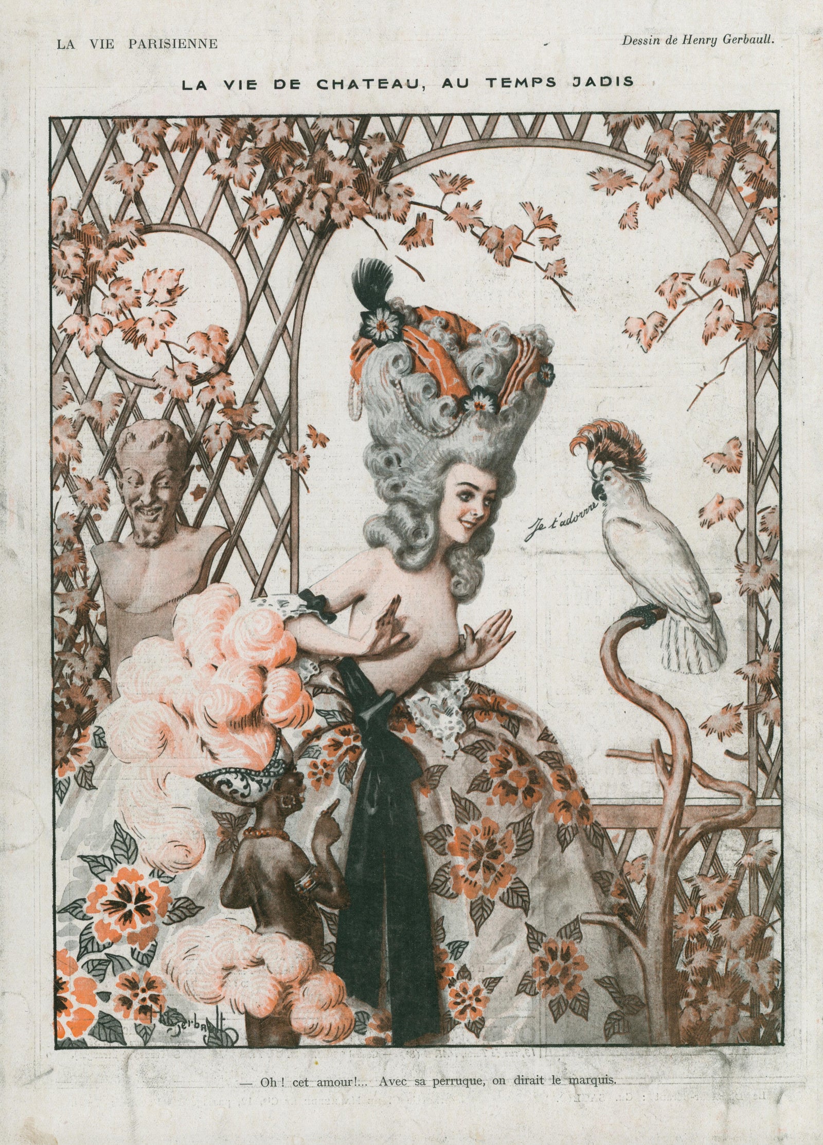 My Feathered Flirt- La Vie Parisienne - Authentic Vintage Illustration