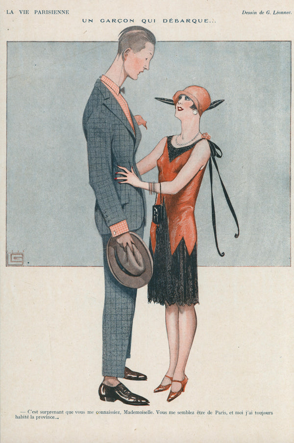 A Handsome Man's Arrival- La Vie Parisienne - Authentic Vintage Illustration
