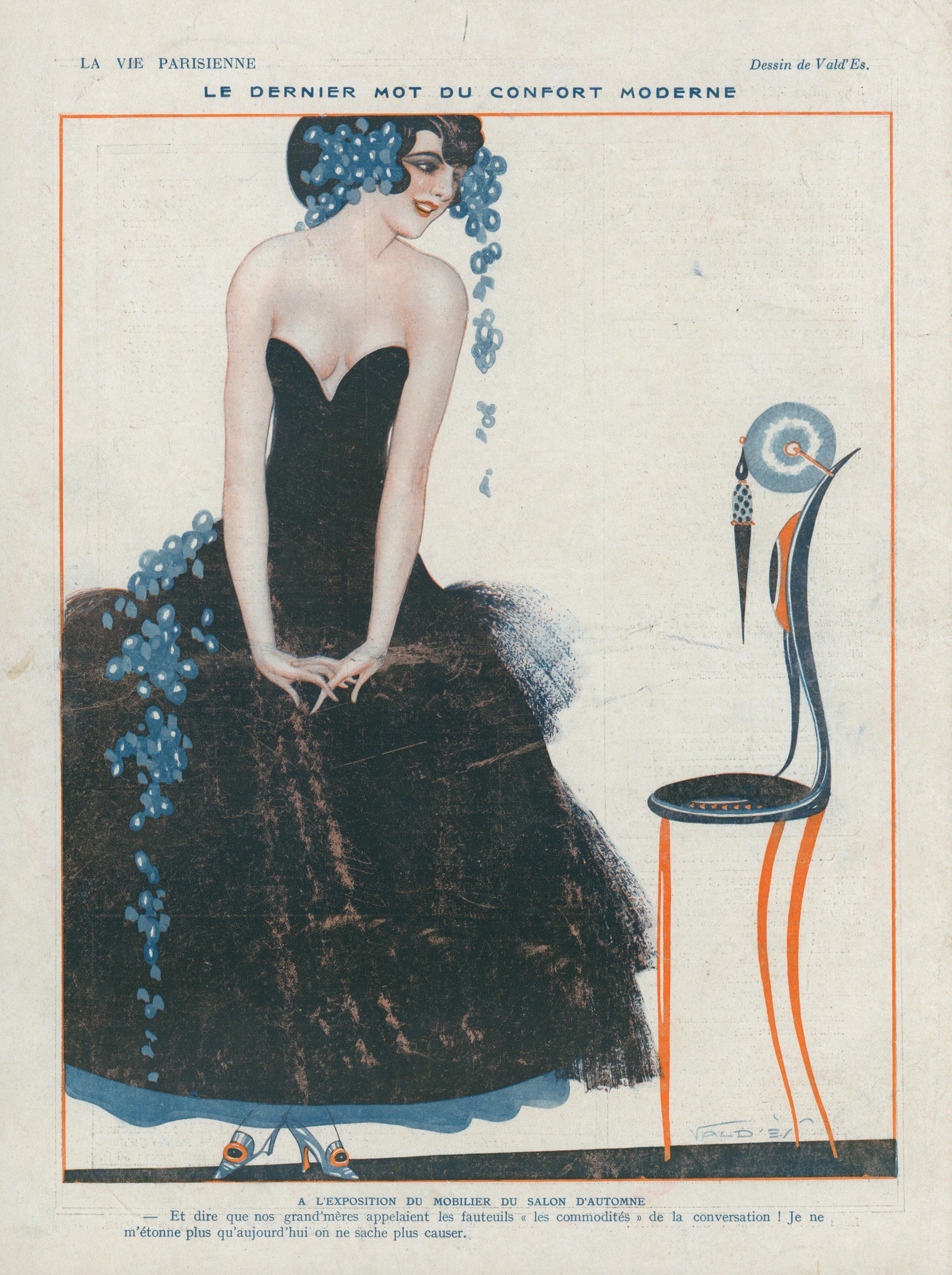 The Comfort of Conversation- La Vie Parisienne - Authentic Vintage Illustration