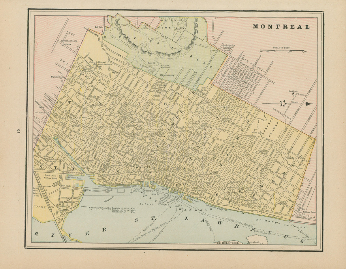 Montreal- Cram's Atlas - Authentic Vintage Map