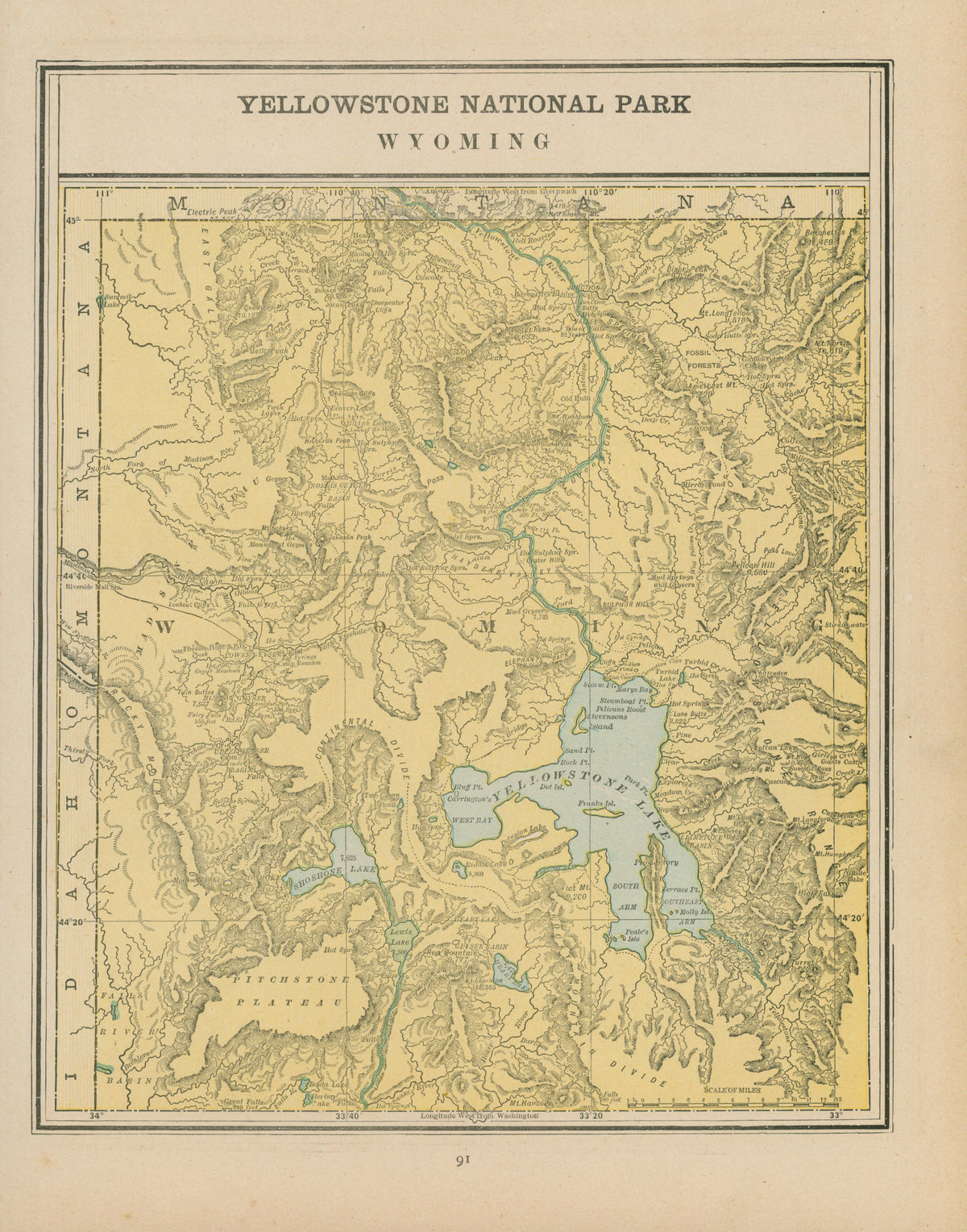 Yellowstone National Park- Cram's Atlas - Authentic Vintage Map