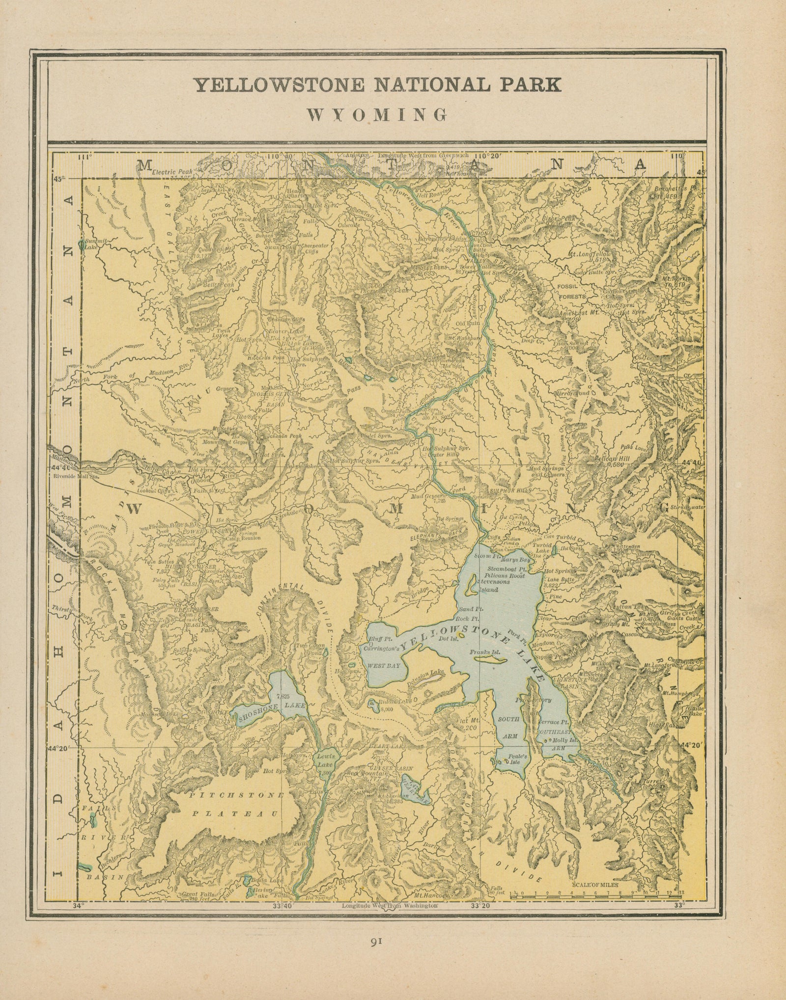 Yellowstone National Park- Cram's Atlas - Authentic Vintage Map