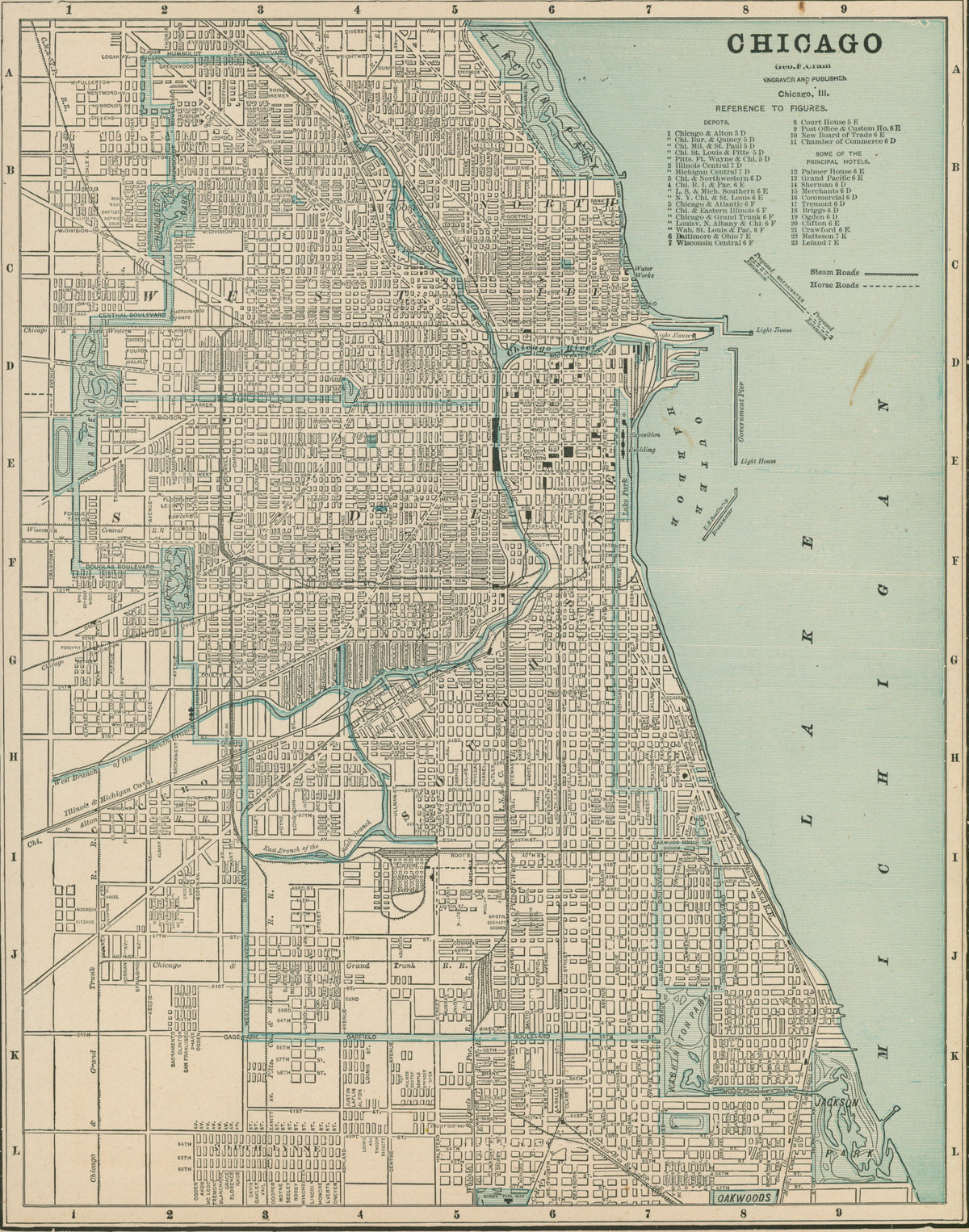 Chicago- Cram's Atlas - Authentic Vintage Map