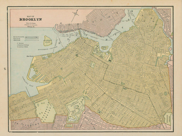 Brooklyn- Cram's Atlas - Authentic Vintage Map