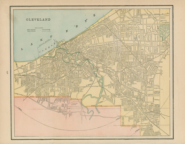 Cleveland- Cram's Atlas - Authentic Vintage Map