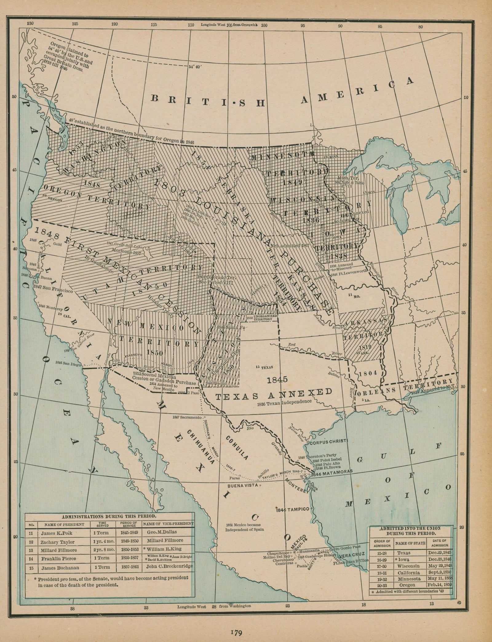 The United States' Annexations- Cram's Atlas - Authentic Vintage Map