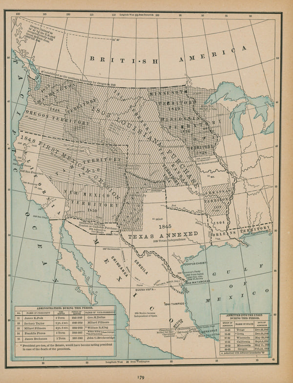 The United States' Annexations- Cram's Atlas - Authentic Vintage Map