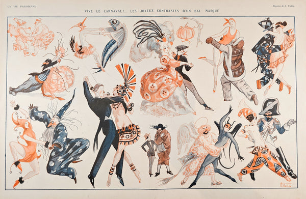 Long Live the Carnival- La Vie Parisienne, Centerfold - Authentic Vintage Illustration