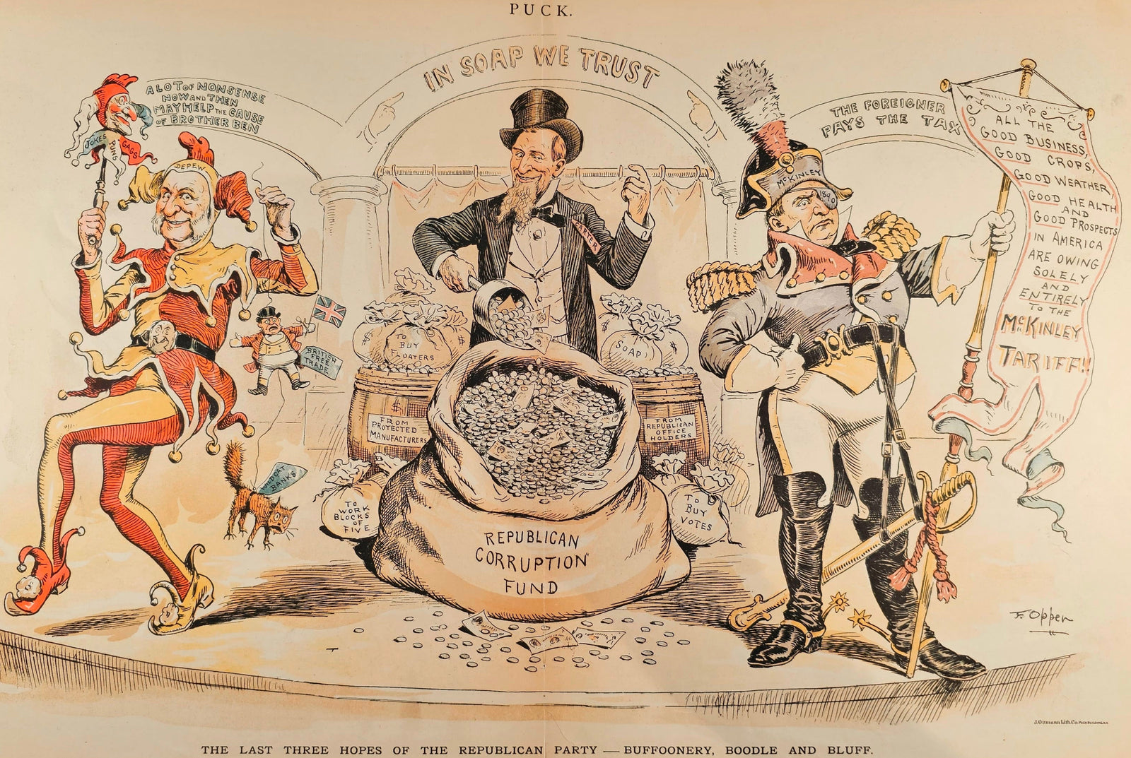 Puck- “The Last Three Hopes of the Republican Party” - Authentic Vintage Illustration