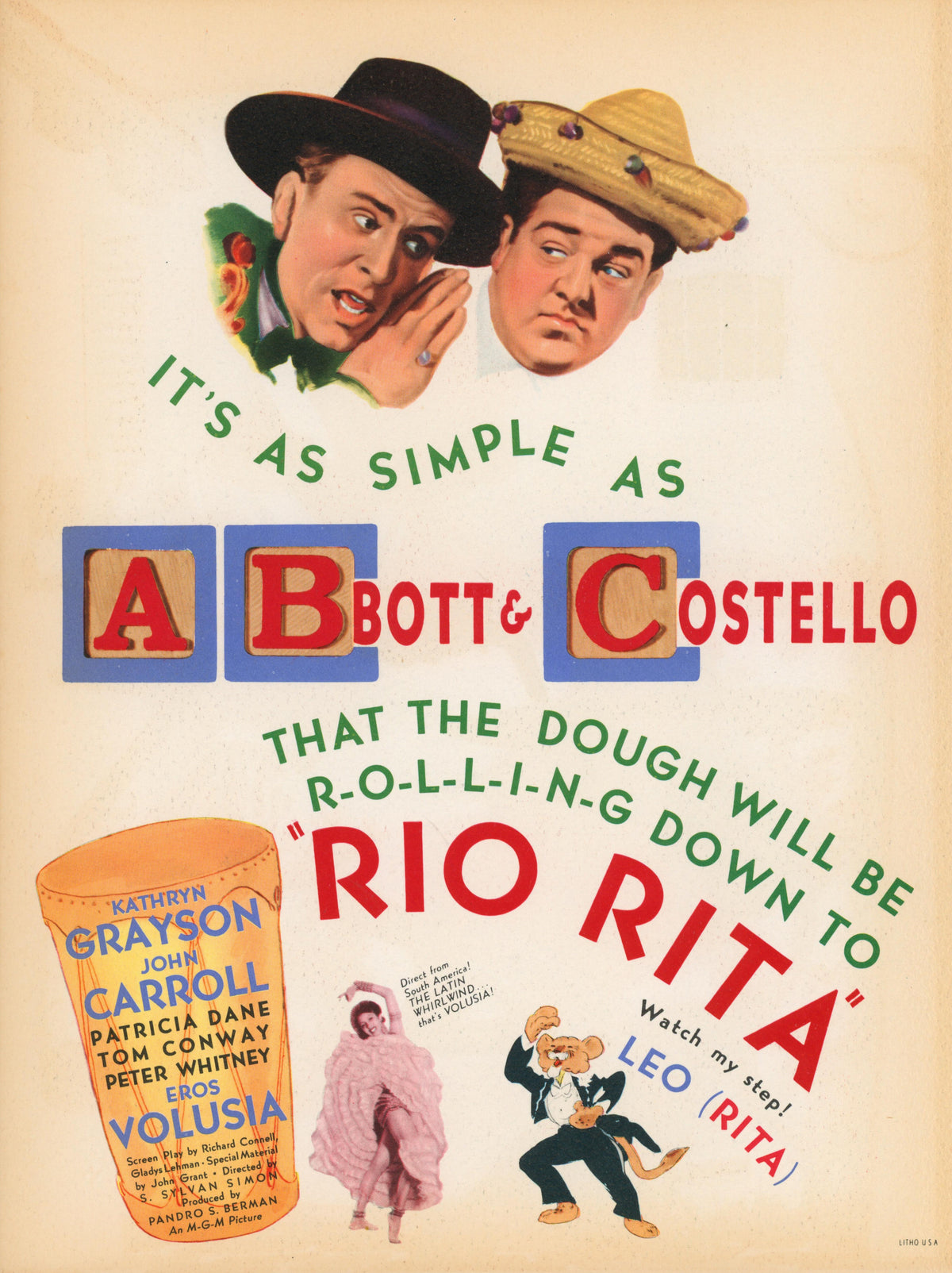 Rio Rita, Abbot & Costello- Trade Ad - Authentic Vintage Illustration