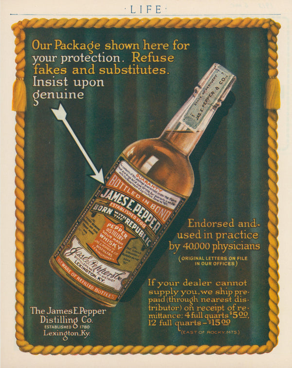 James Pepper Whisky - Original Vintage Ad: