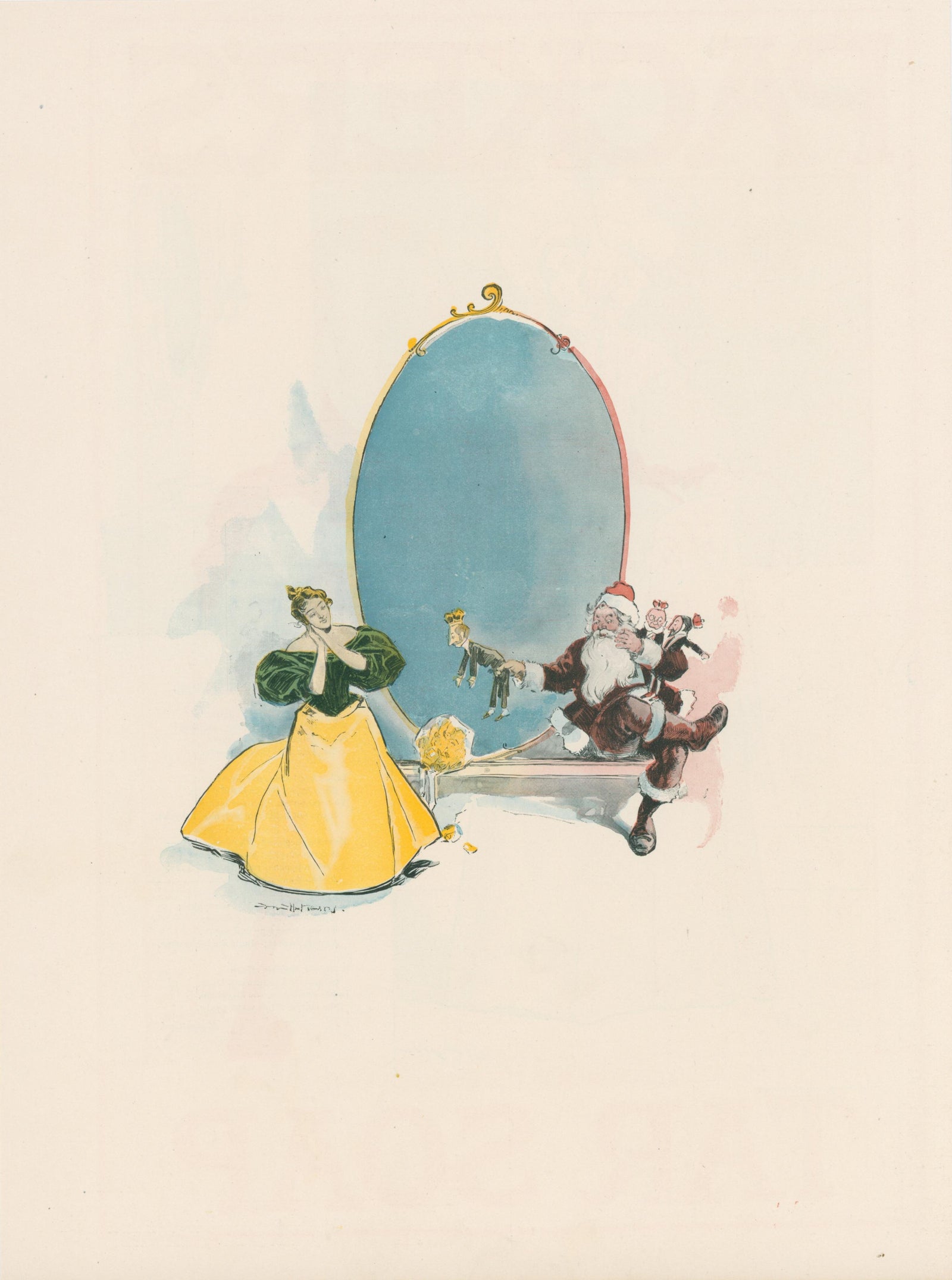 Santa's Gift, Vintage Illustration - Original Vintage Illustration