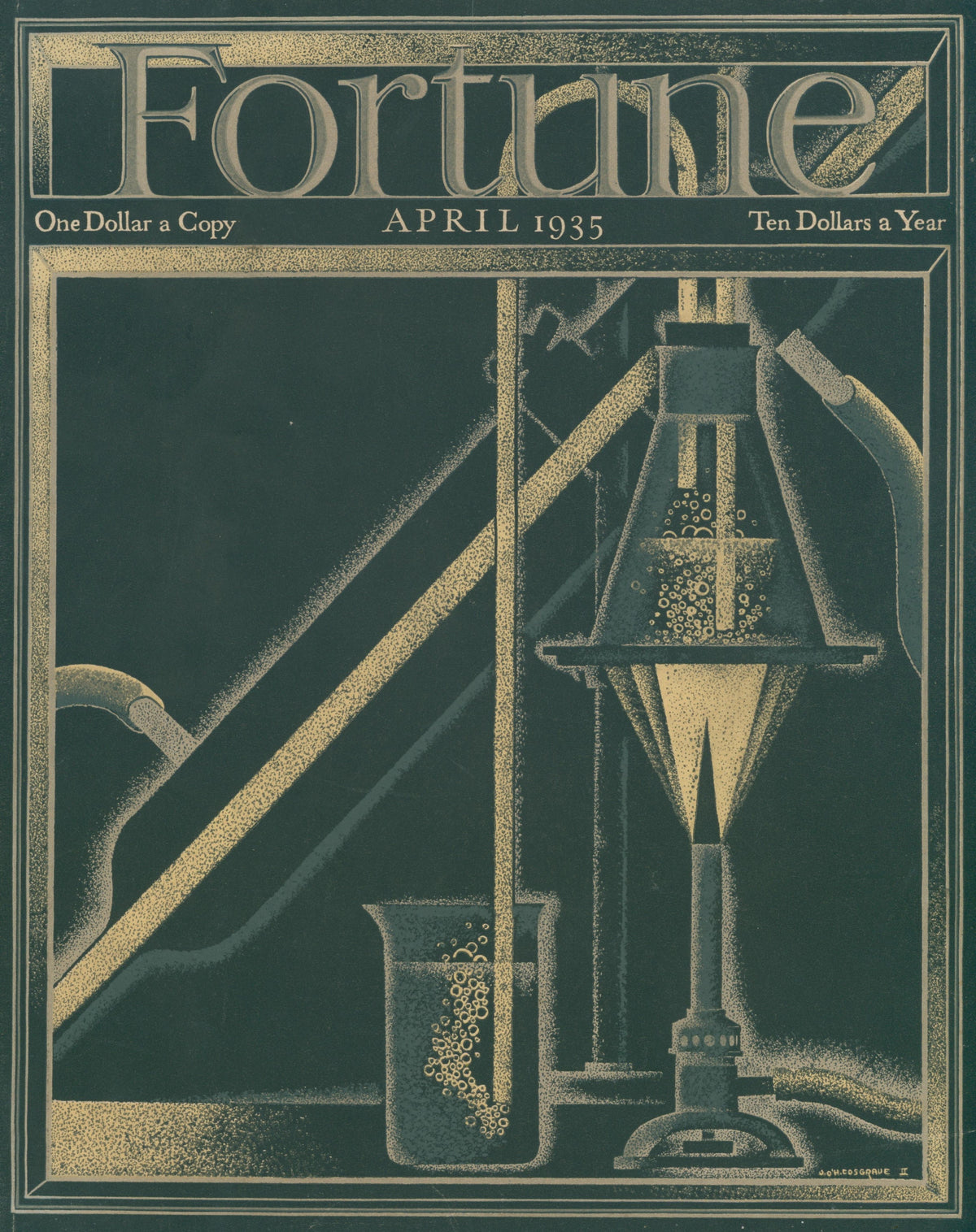 The Alchemist’s Flame, Fortune Magazine - Original Vintage Cover Art: