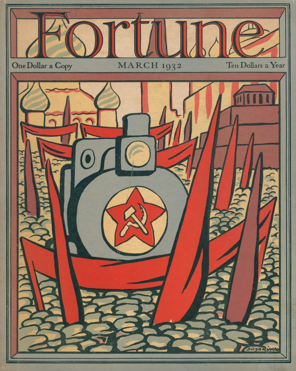 Red Procession by Diego Rivera, Fortune Magazine - Original Vintage Cover Art: