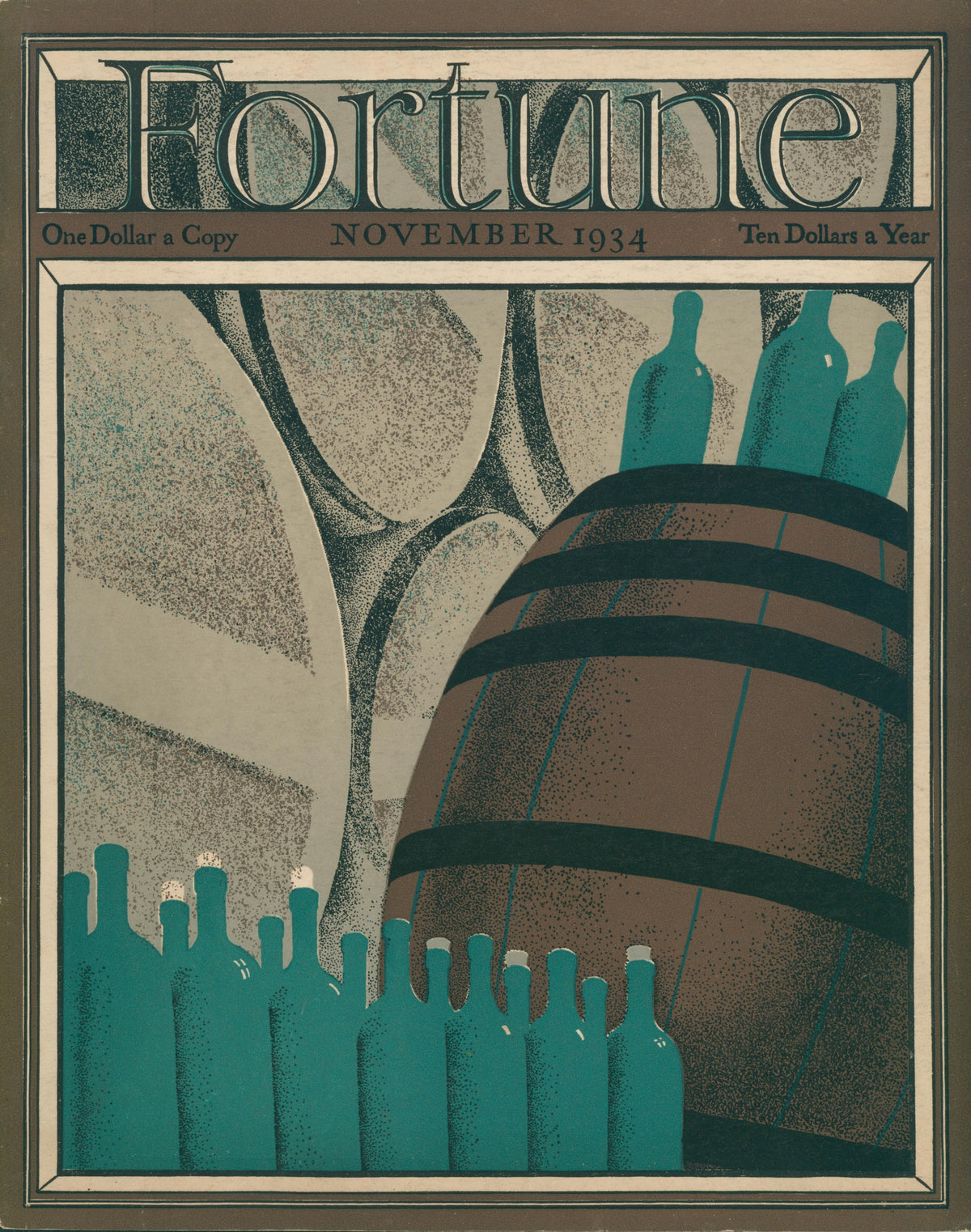 Bottling Wine, Fortune Magazine - Original Vintage Cover Art: