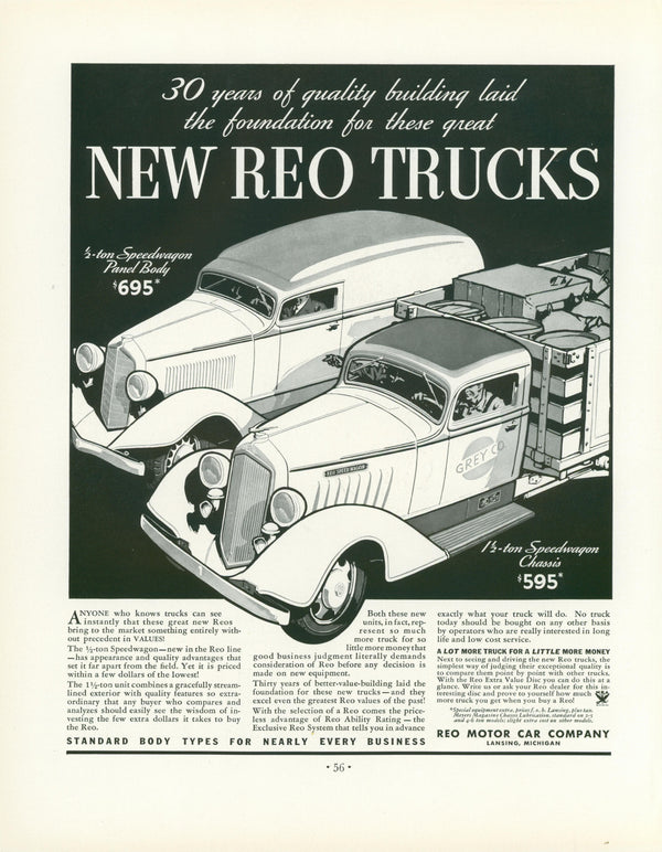 Reo Trucks, Vintage Ad - Original Vintage Ad: