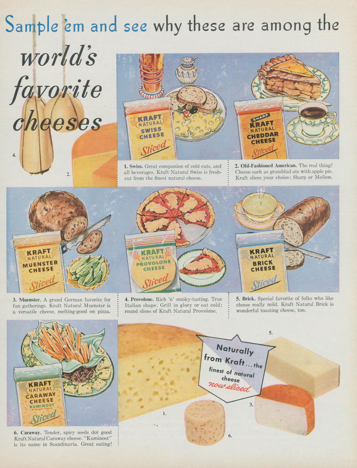 World's Favorite Cheese - Original Vintage Ad: