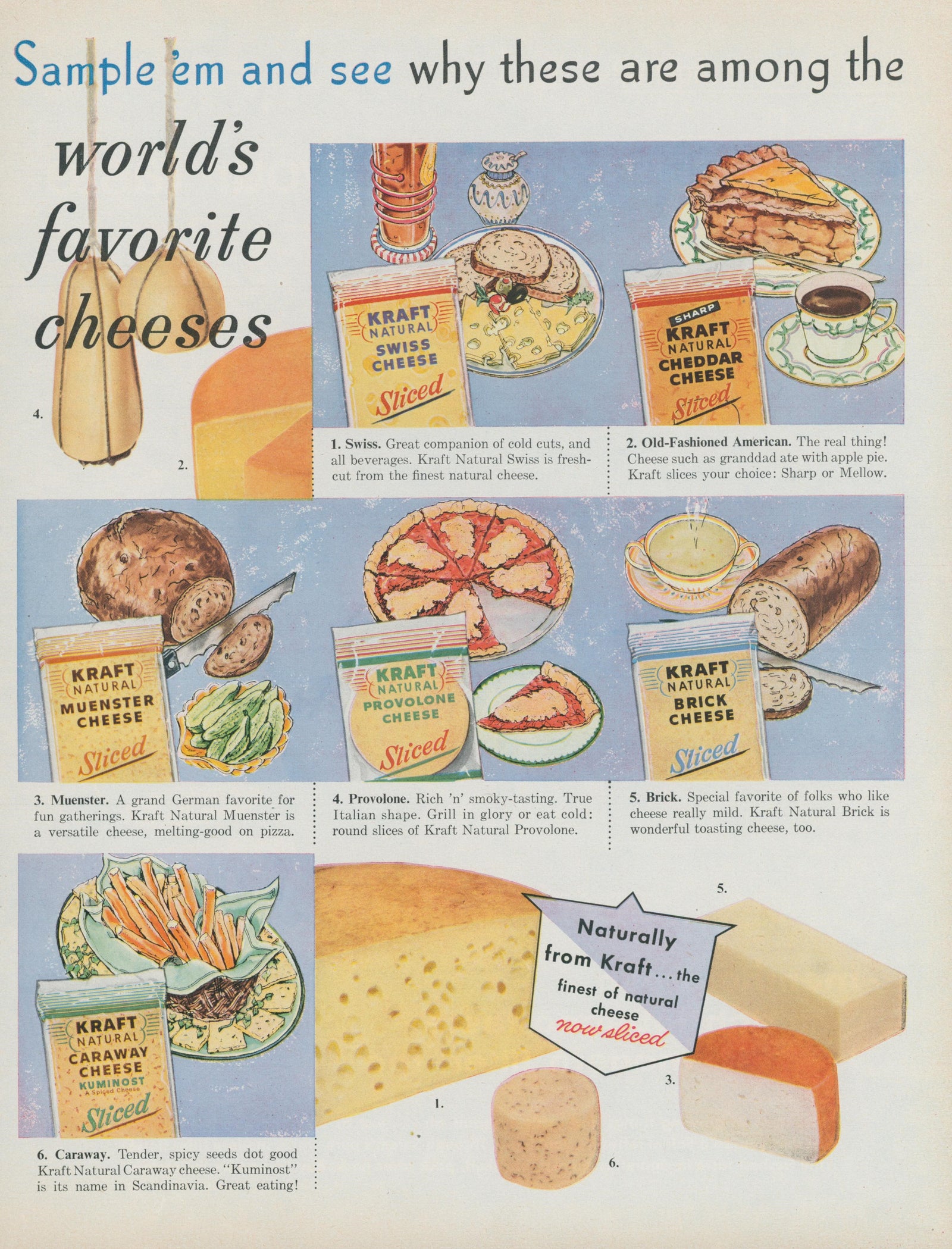 World's Favorite Cheese - Original Vintage Ad: