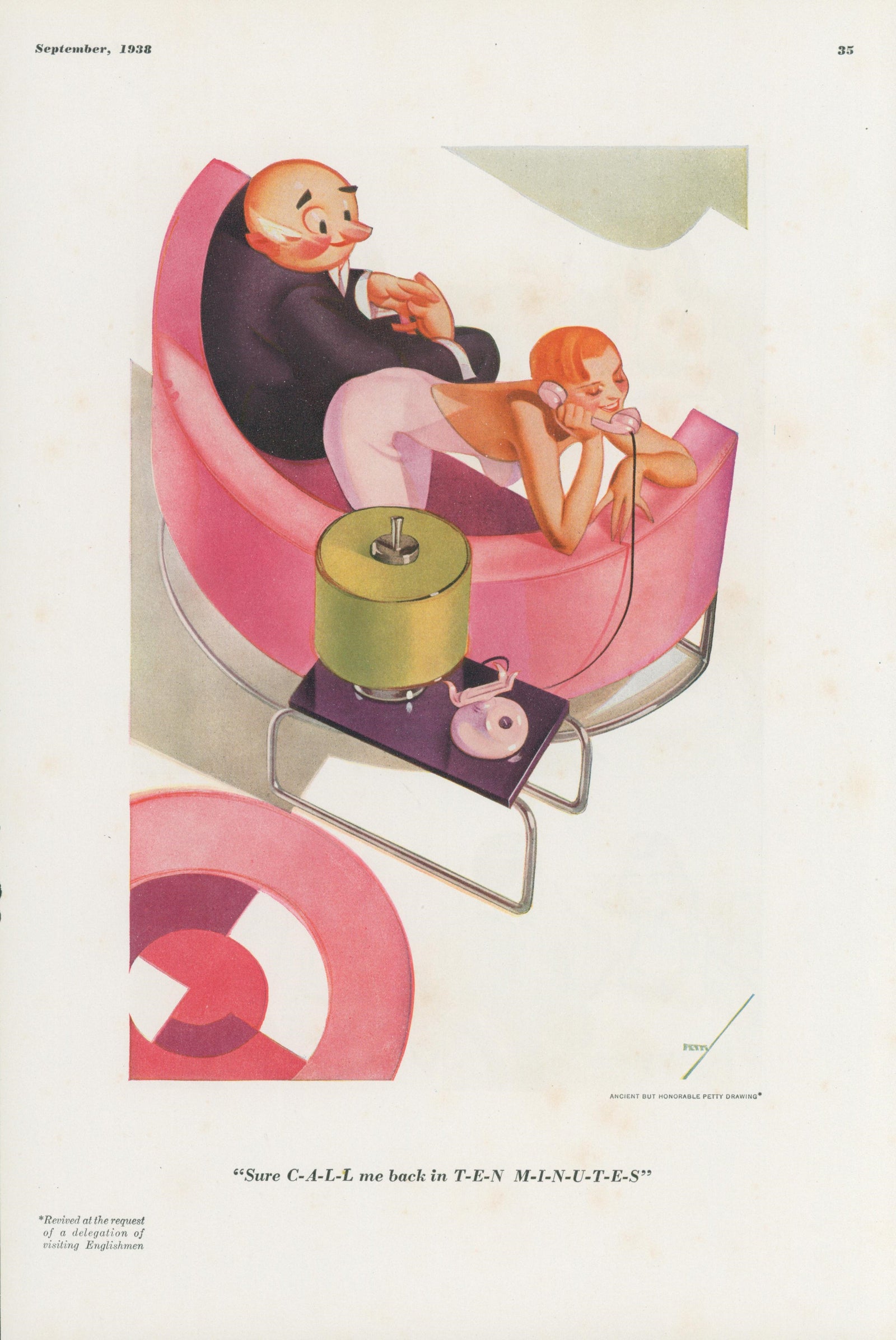 Call Me Back by George Petty - Original Vintage Illustration