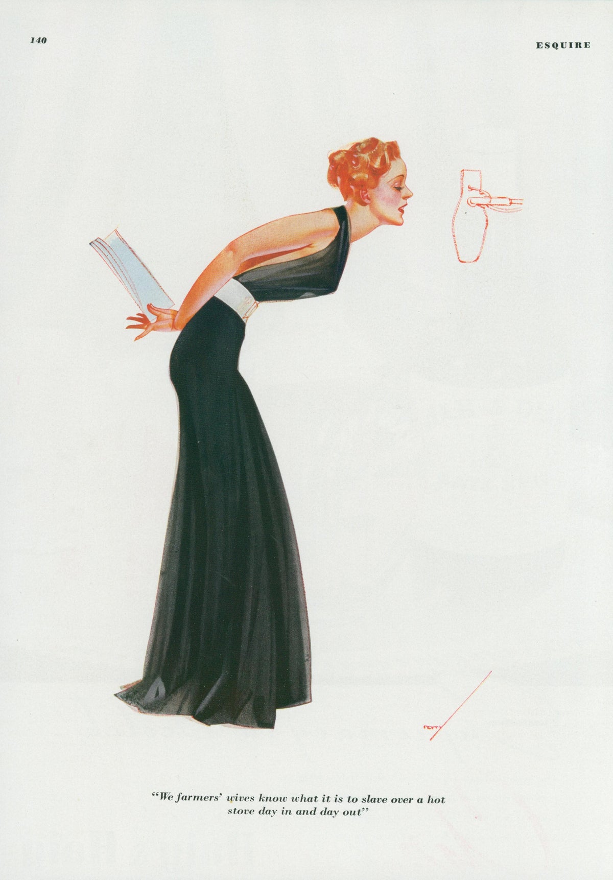 The Farmer's Wife by George Petty  - Original Vintage Illustration