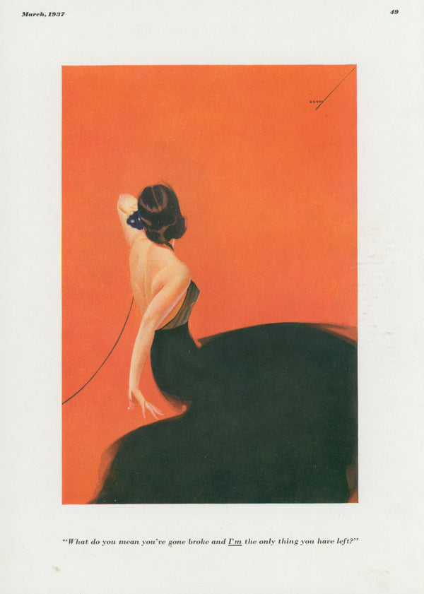 You're Broke by George Petty  - Original Vintage Illustration