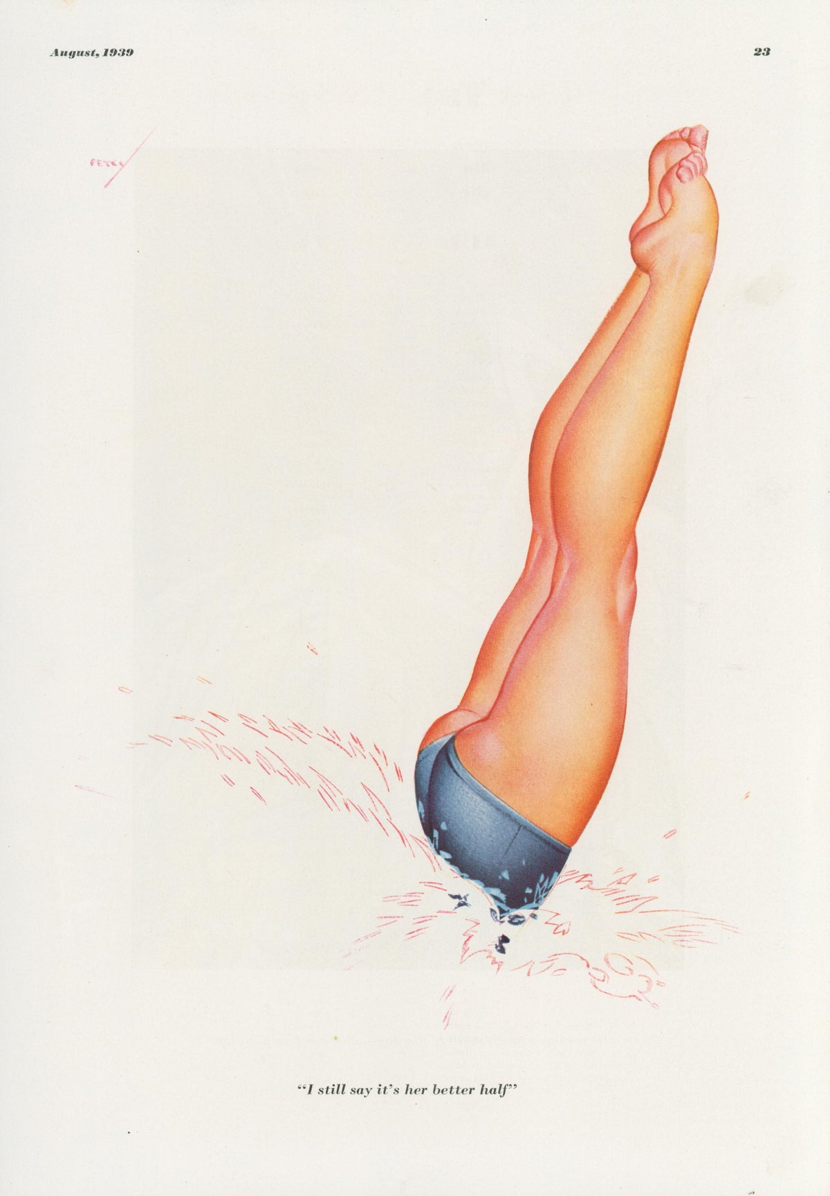 Making a Splash by George Petty  - Original Vintage Illustration