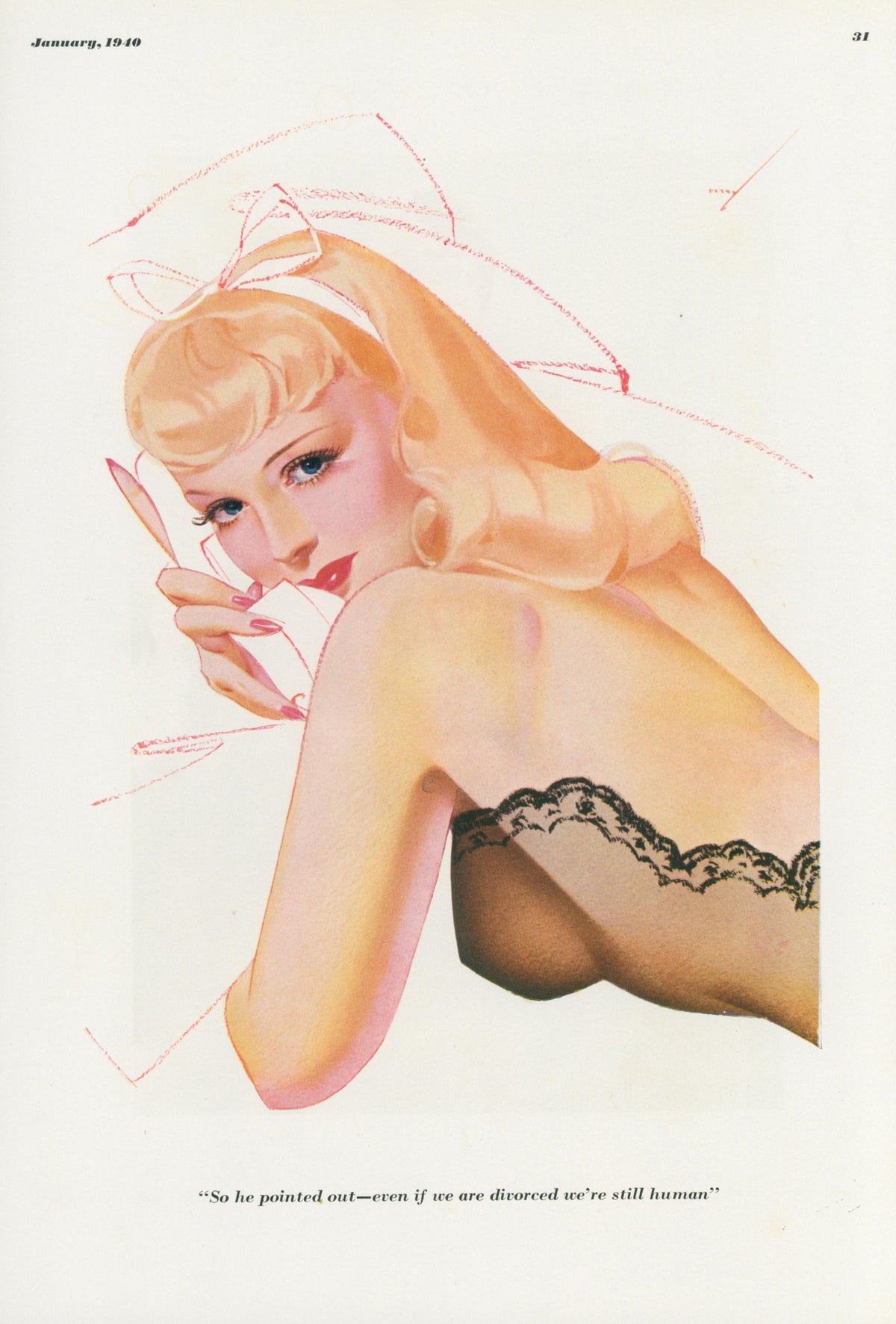 We're Still Human by George Petty  - Original Vintage Illustration