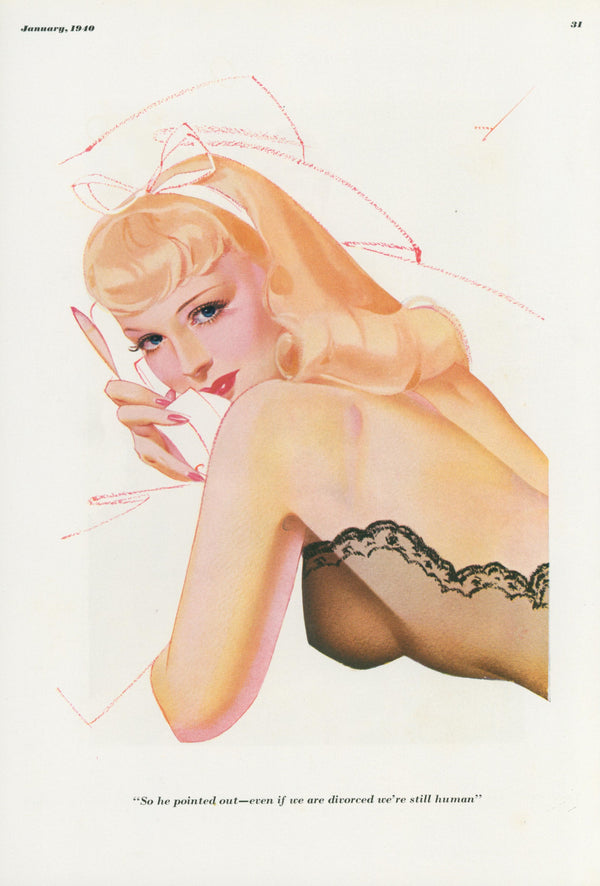 We're Still Human by George Petty  - Original Vintage Illustration
