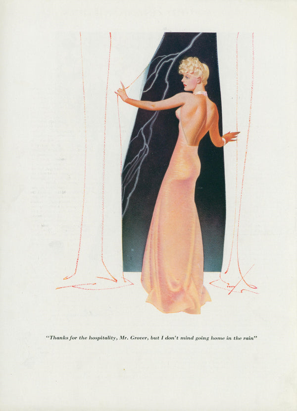Going Home in the Rain by George Petty  - Original Vintage Illustration