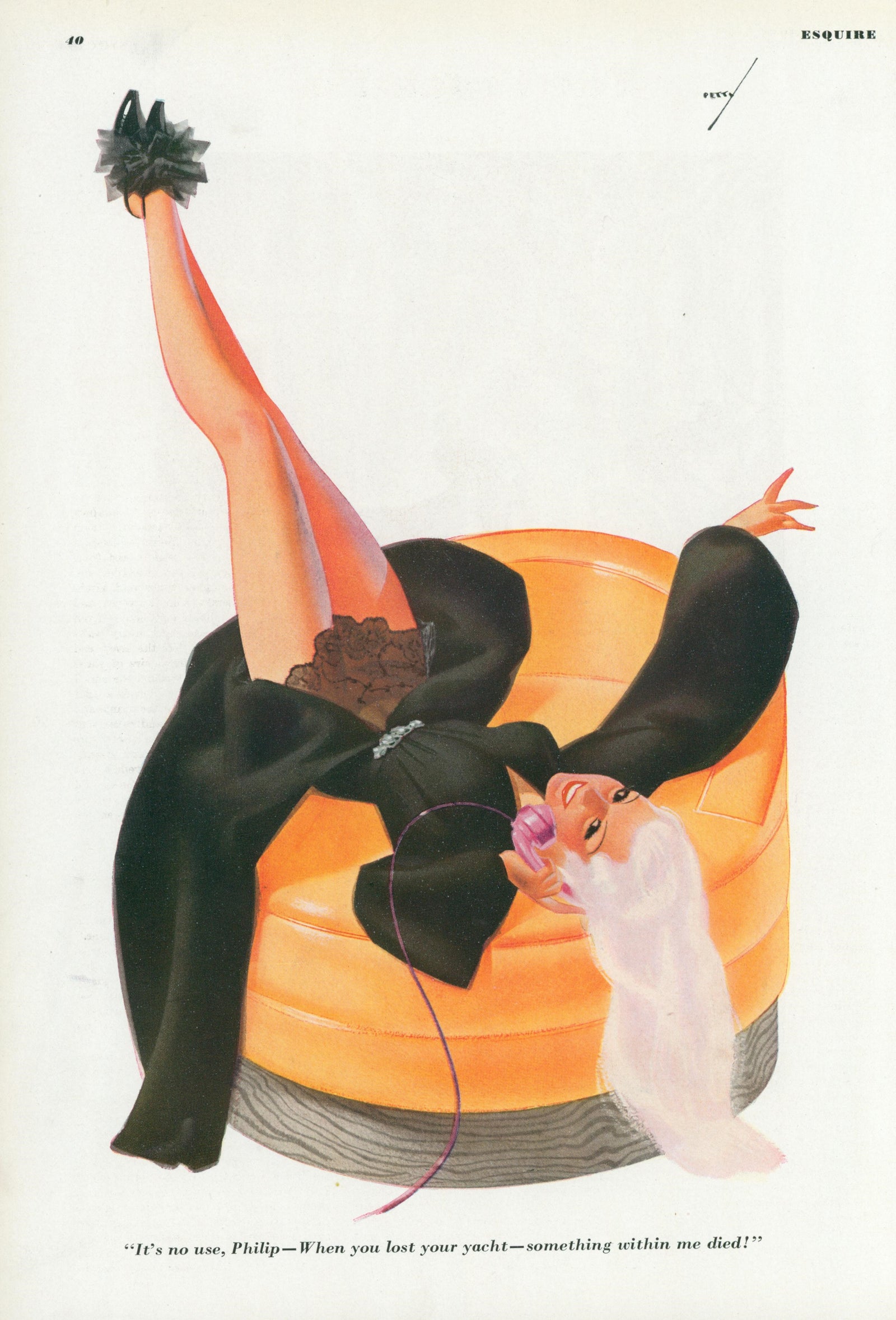 Where is the Yacht by George Petty  - Original Vintage Illustration