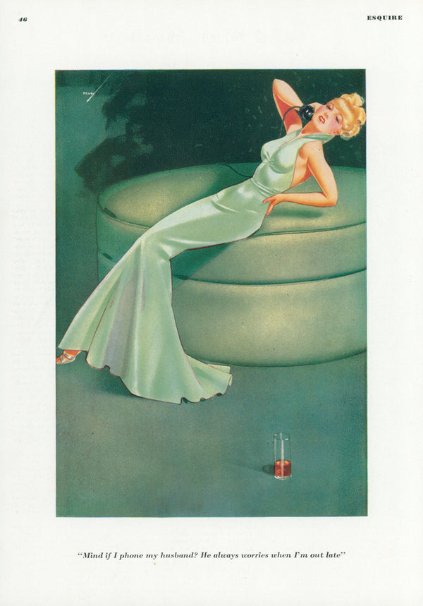 Phone by Husband by George Petty - Original Vintage Illustration