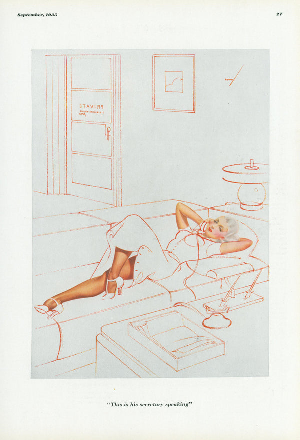 His Secretary Speaking by George Petty  - Original Vintage Illustration
