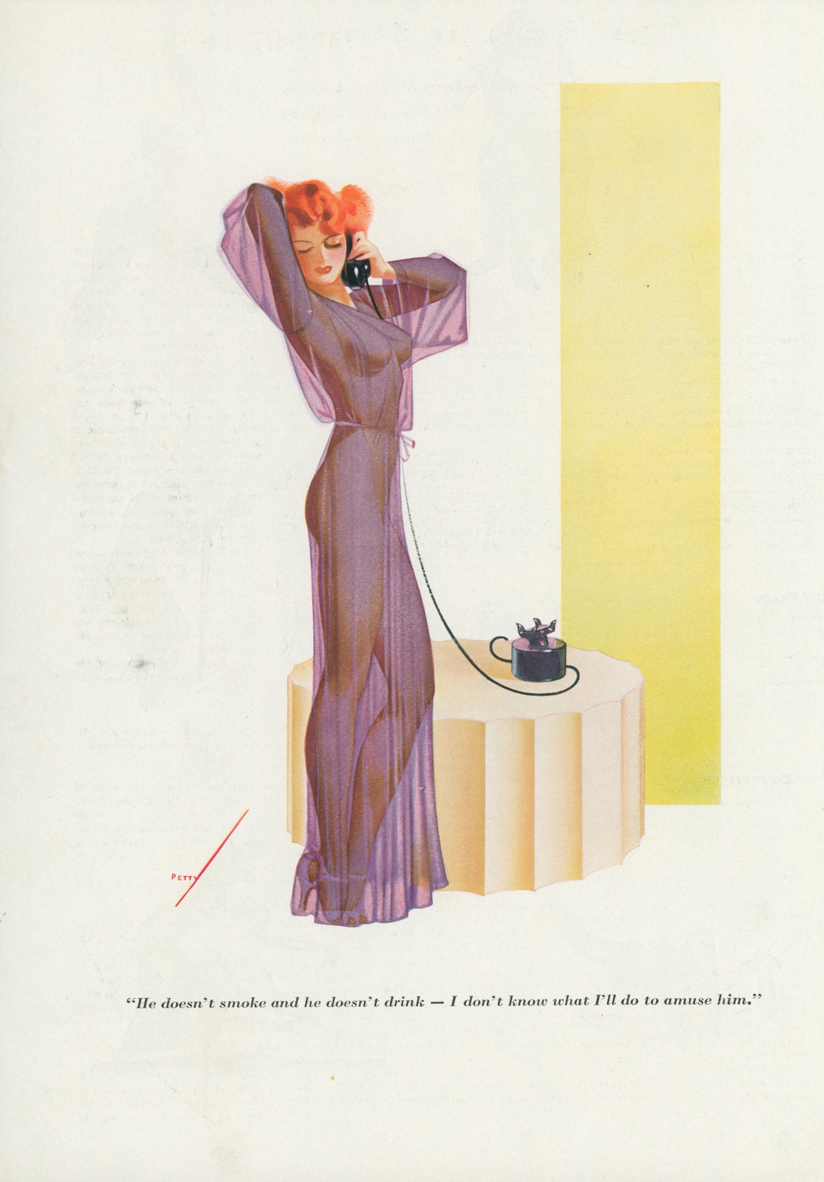 He Doesn't Smoke by George Petty  - Original Vintage Illustration