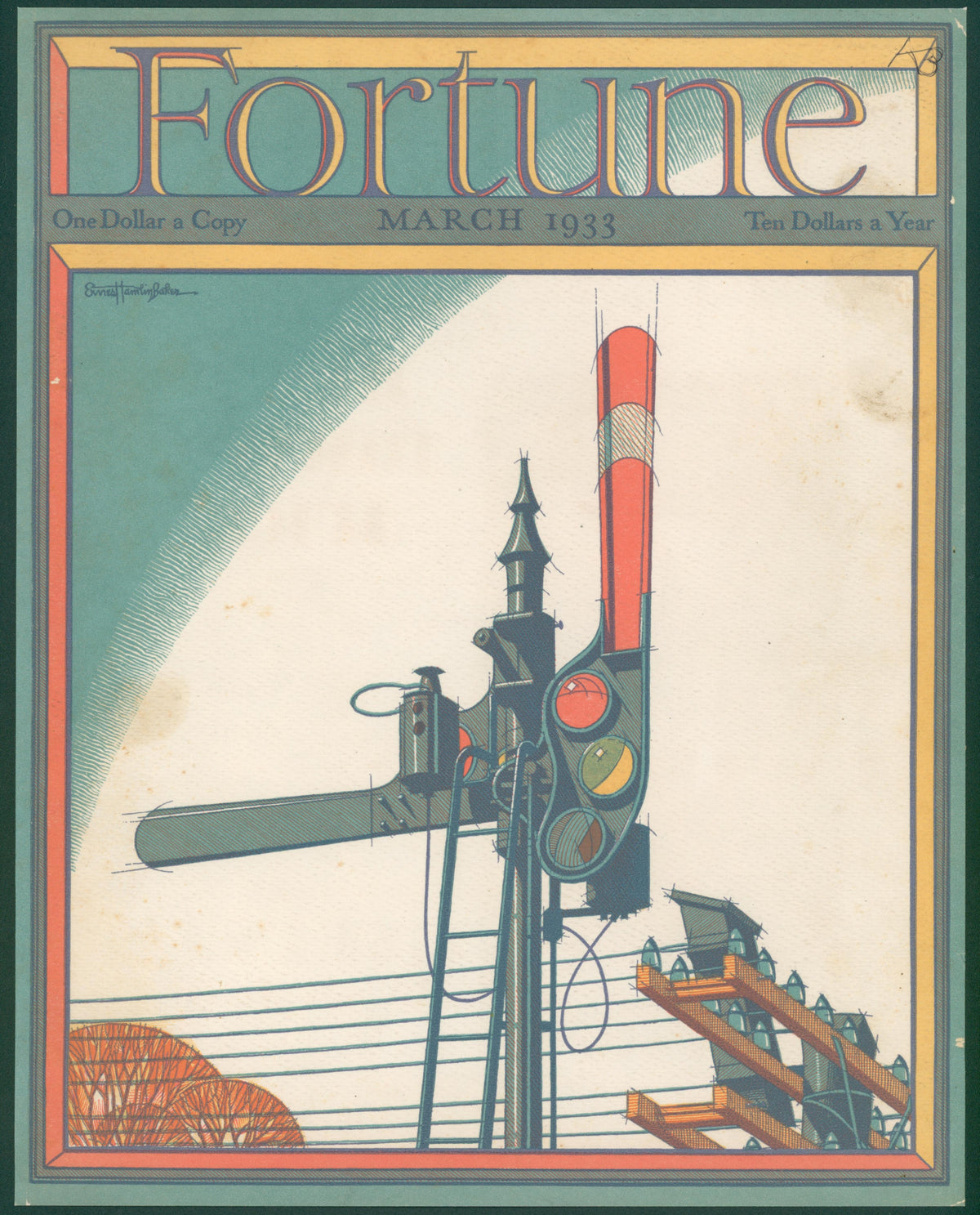 Signal Tower- Fortune Magazine - Original Vintage Cover Art: