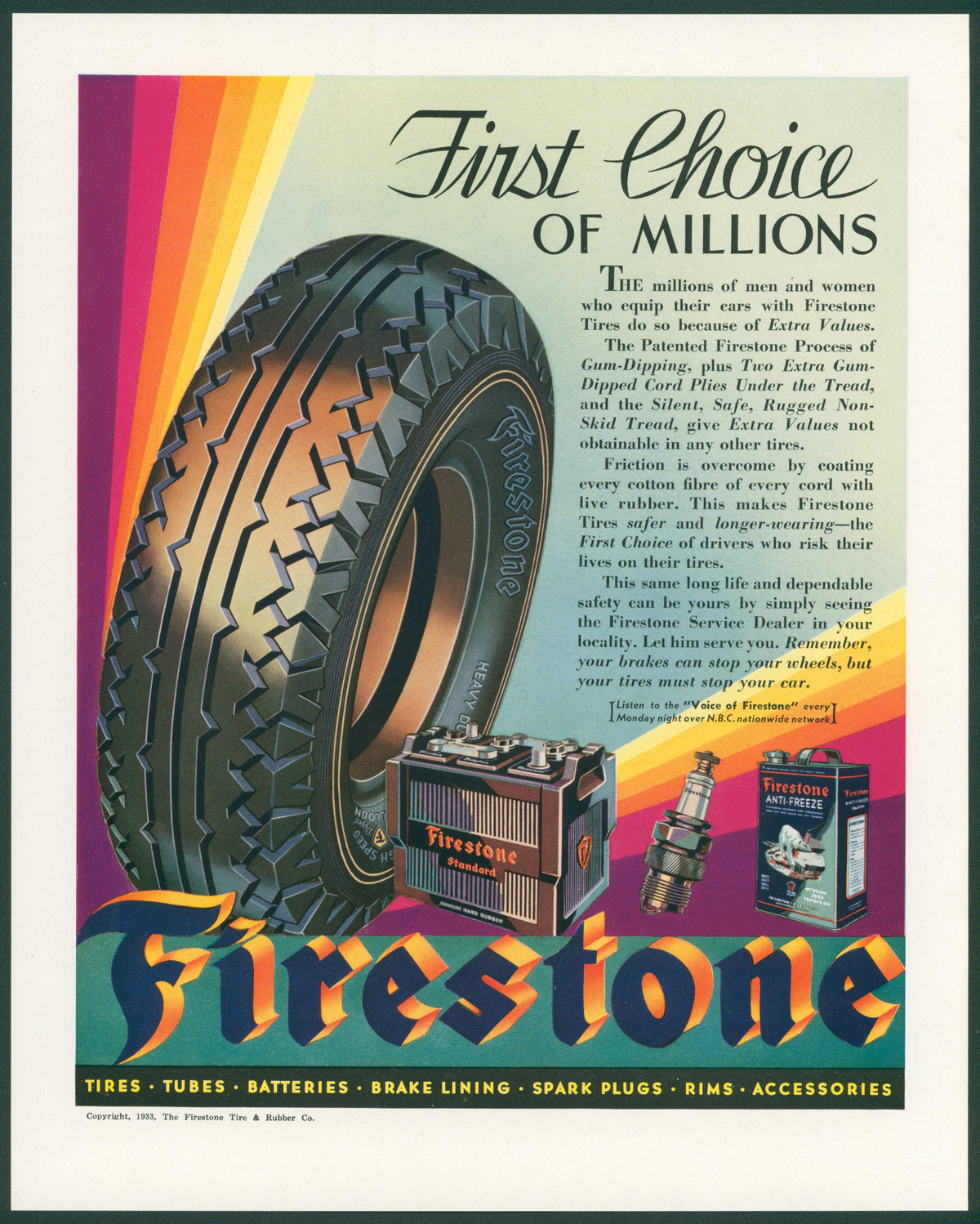 Firestone Tires- Vintage Ad - Original Vintage Ad: