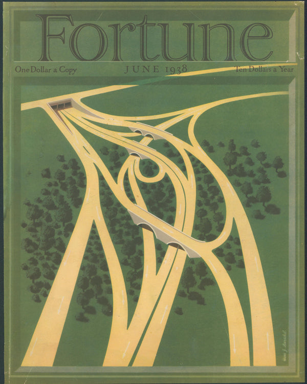 The Modern Highway- Fortune Magazine - Original Vintage Cover Art: