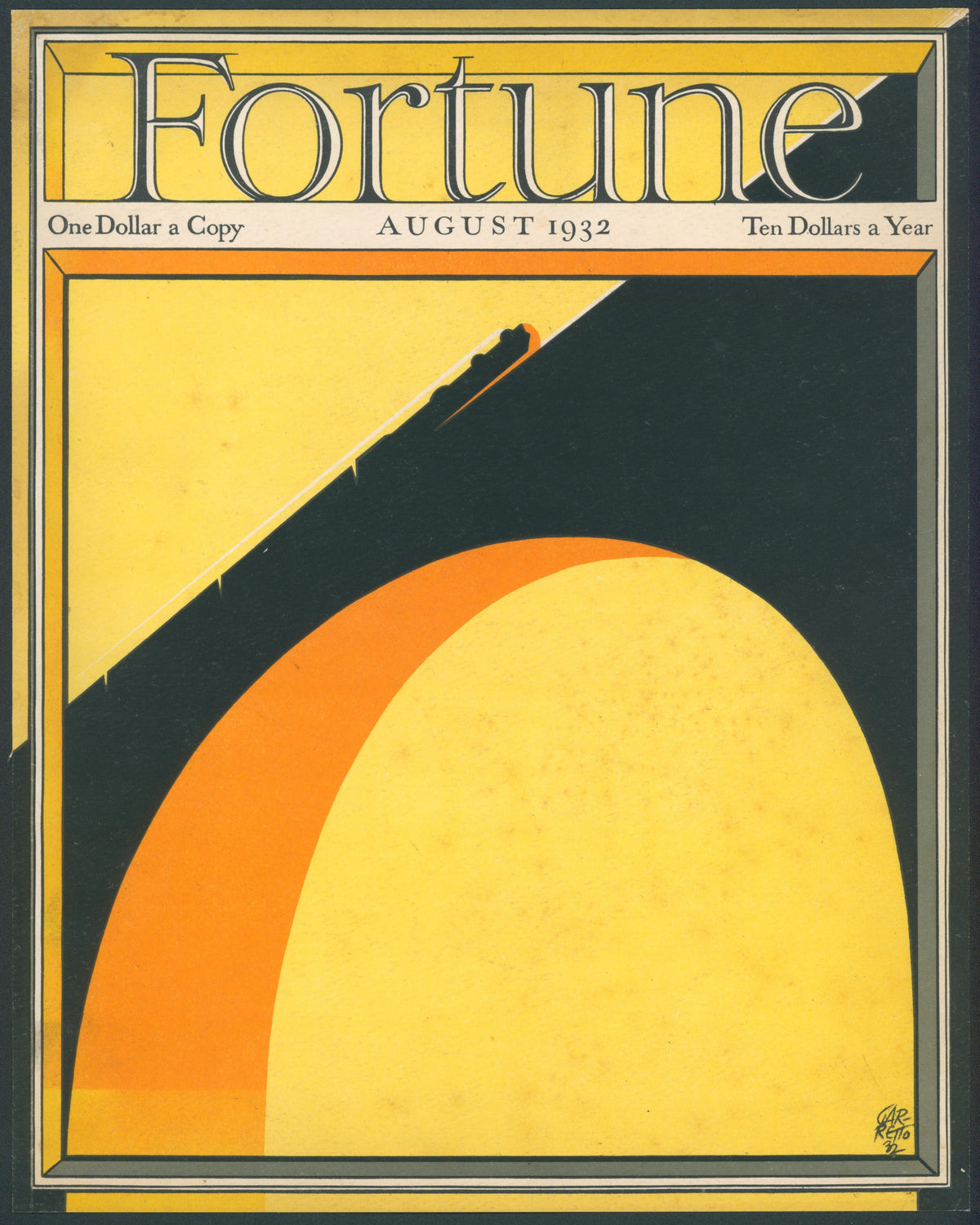 Sunrise Train- Fortune Magazine - Original Vintage Cover Art: