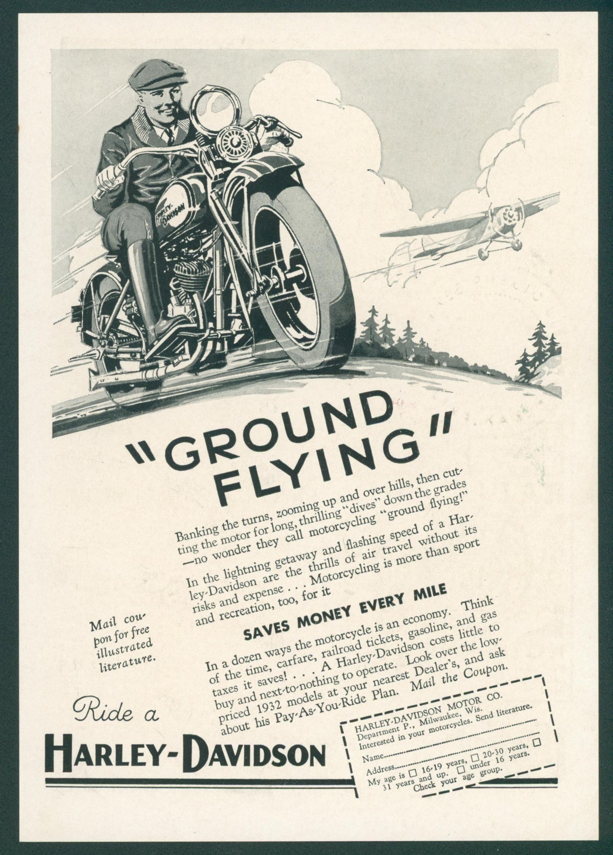 Harley Davidson Ad - Original Vintage Ad: