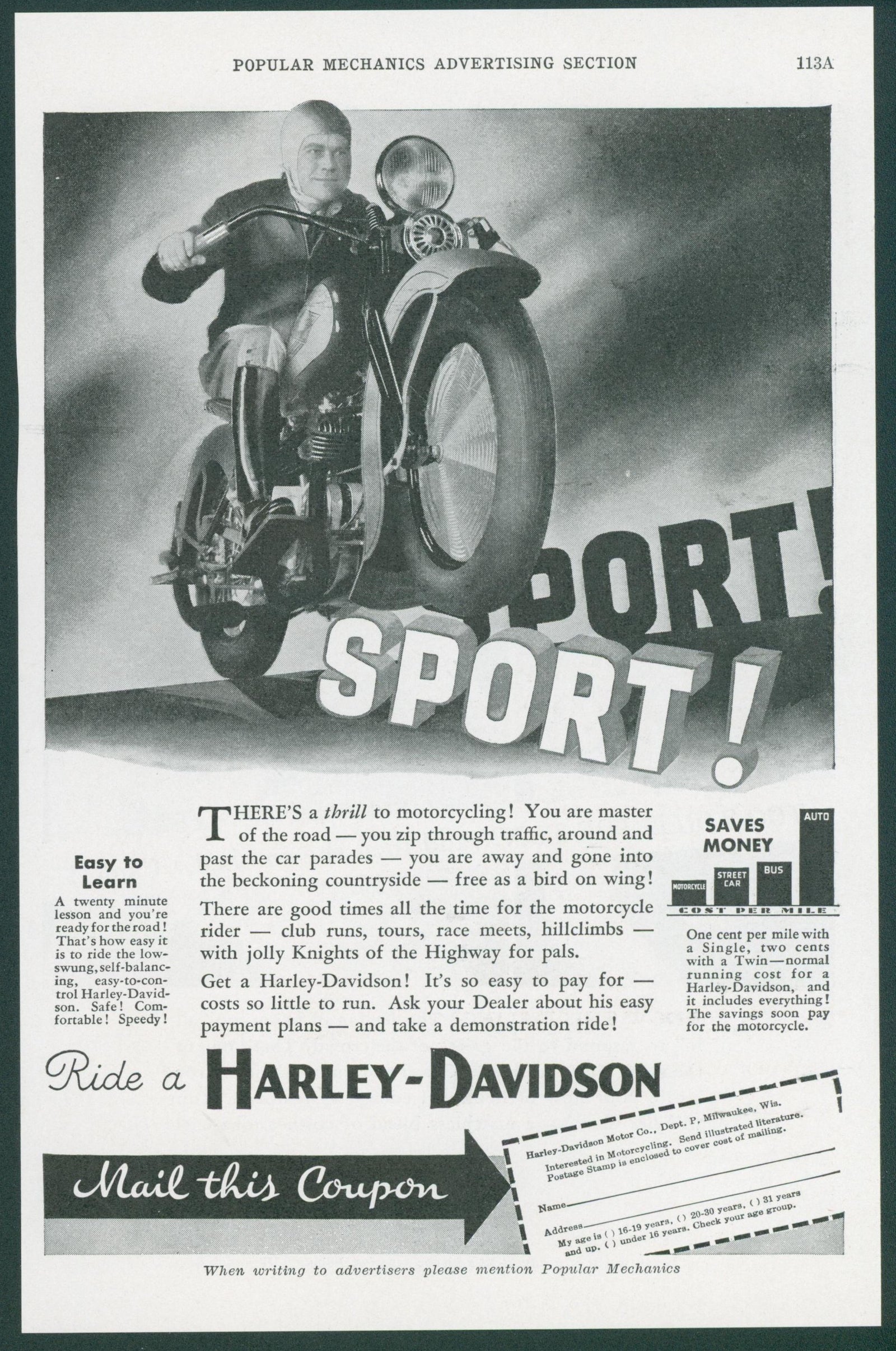 Harley Davidson Ad - Original Vintage Ad: