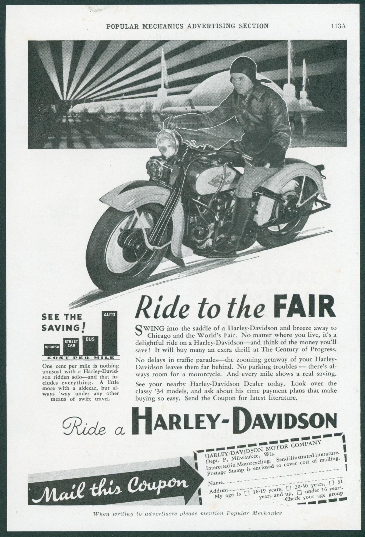 Ride to the Fair, Harley Davidson - Original Vintage Ad: